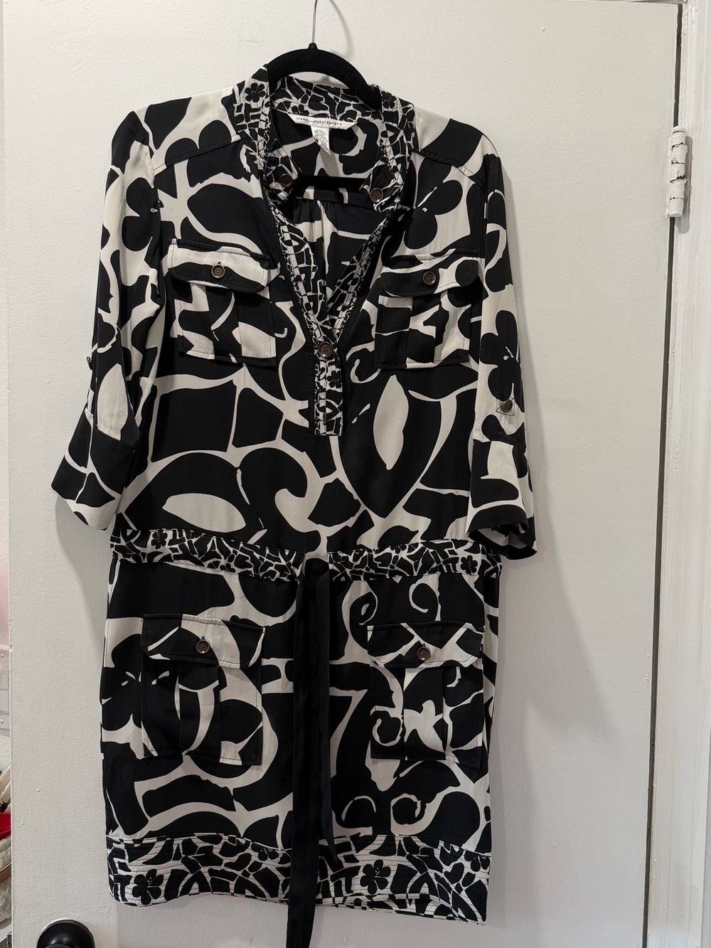 Diane Von Furstenberg Black & White Printed Tunic Dress